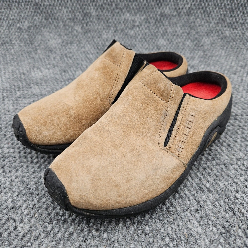 Merrell Womens 5.5 Taupe Jungle Slide Suede Mules Clogs Casual Comfort Slip On
